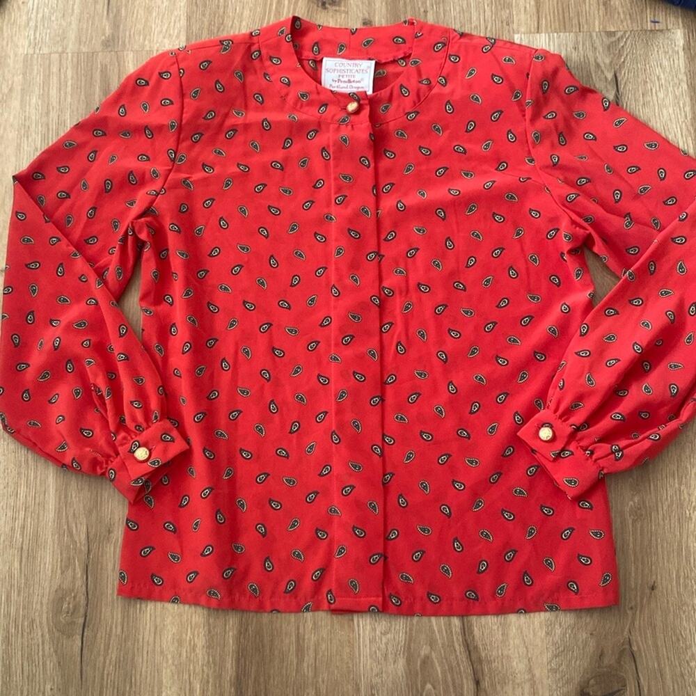 Vintage 80’s PENDLETON Country Sophisticates Red Paisley Blouse 8 M made in USA